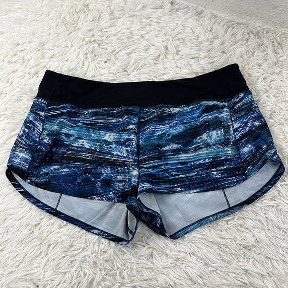 Lululemon Speed Up Short *Long 4" Shorelines Multi Blue / Black - Picture 1 of 5